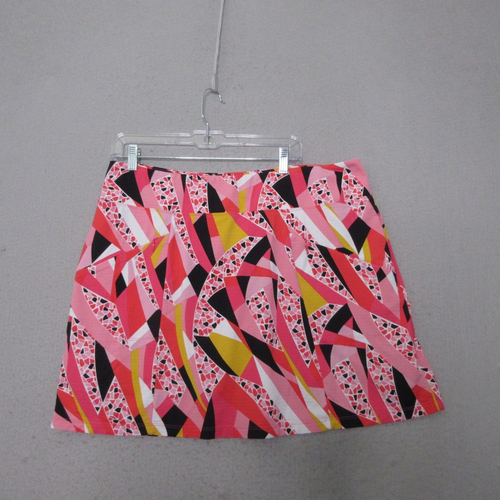 IBKUL Skirt Skort XL Geometric Print Pink Abstract UPF Athletic Golf Tennis